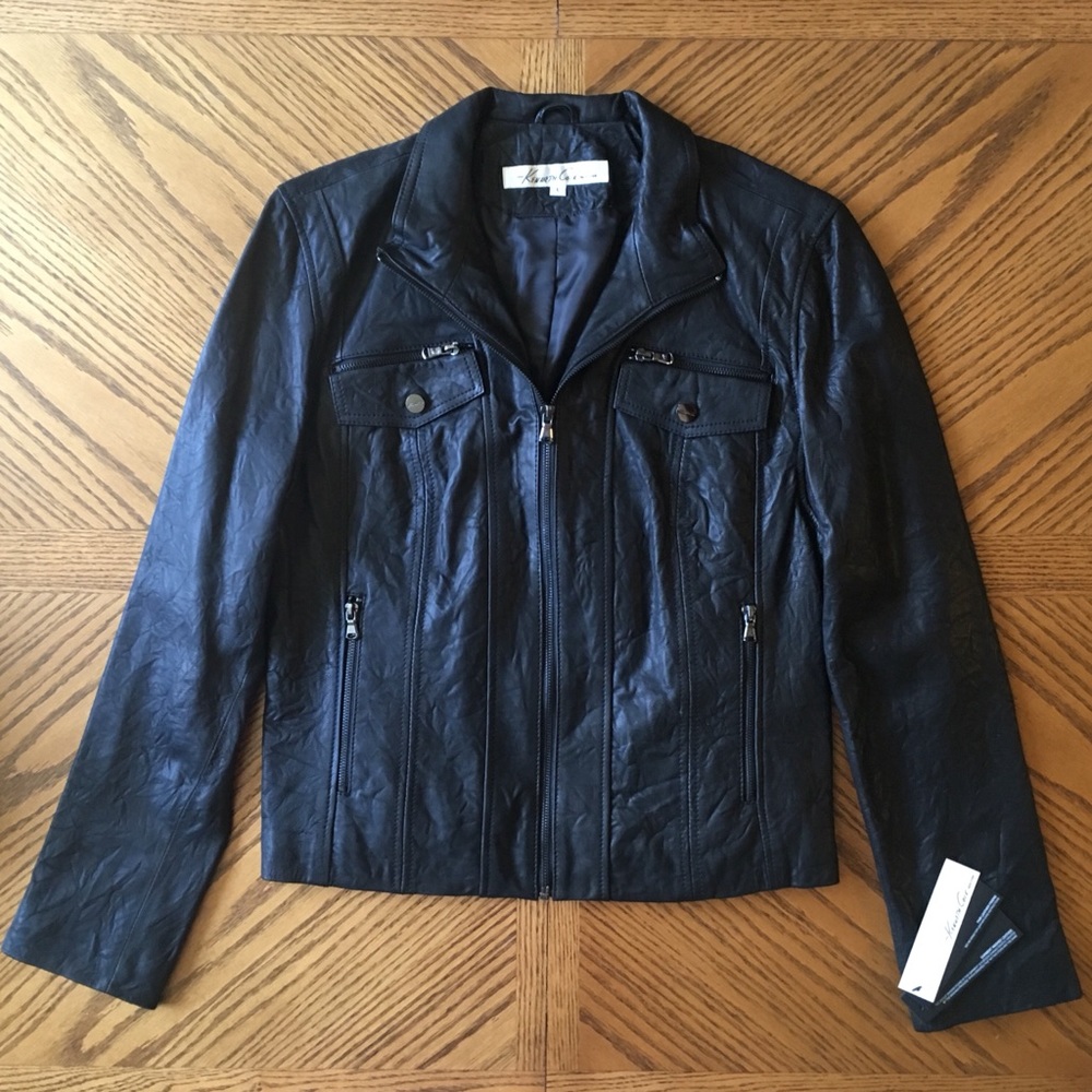 Kenneth Cole Washed Leather Jacket